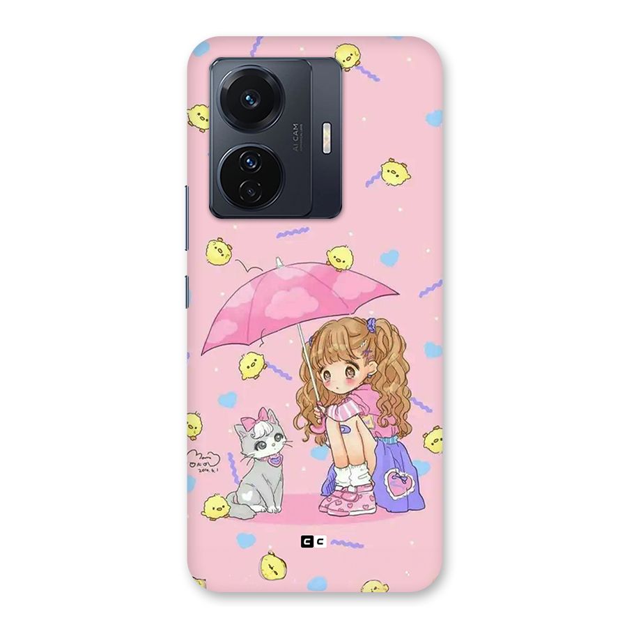 Girl With Cat Back Case for Vivo T1 Pro