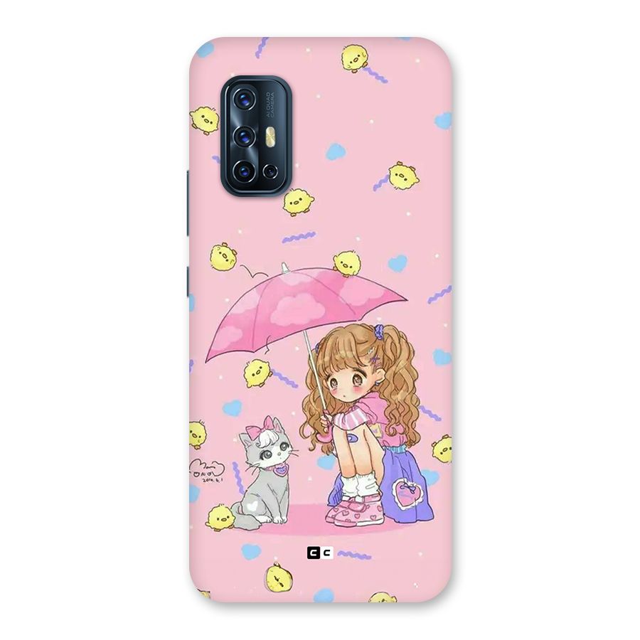 Girl With Cat Back Case for Vivo V17