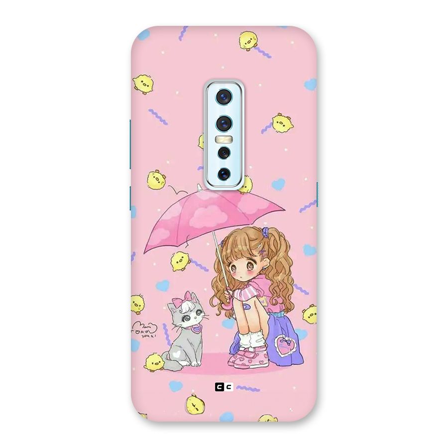 Girl With Cat Back Case for Vivo V17 Pro