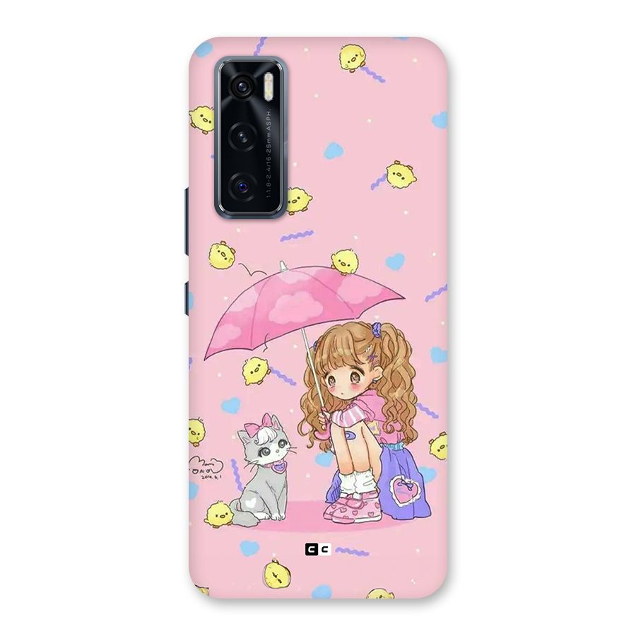 Girl With Cat Back Case for Vivo V20 SE