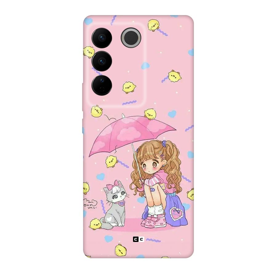 Girl With Cat Back Case for Vivo V27