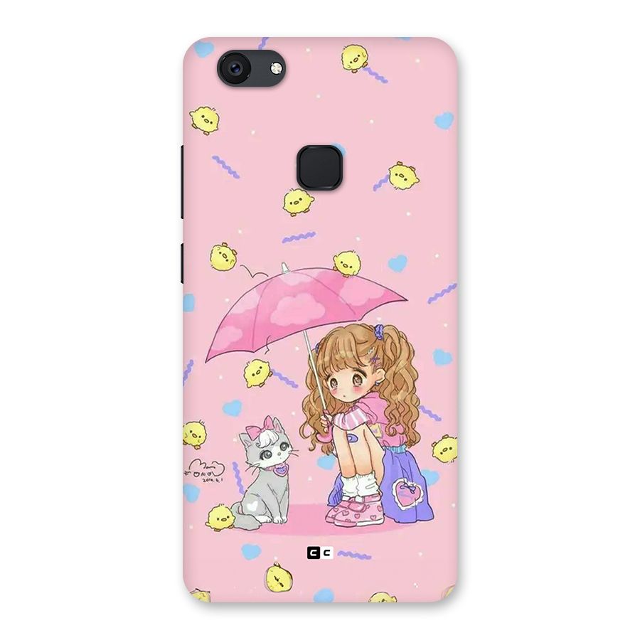 Girl With Cat Back Case for Vivo V7 Plus