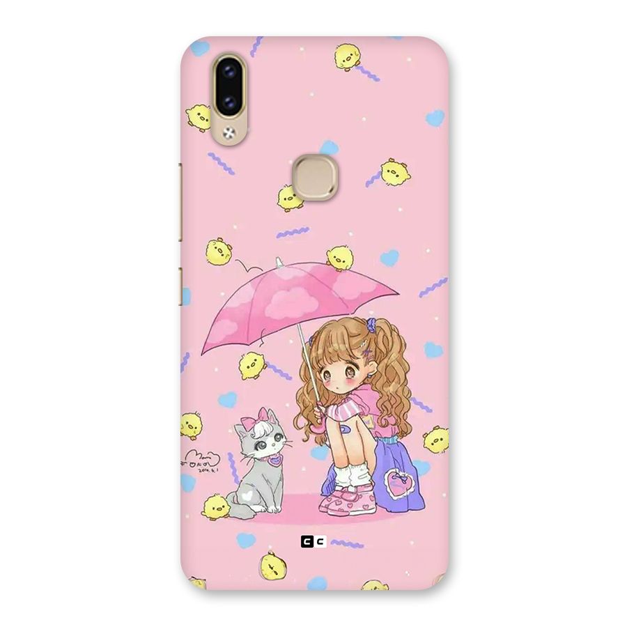 Girl With Cat Back Case for Vivo V9 Youth