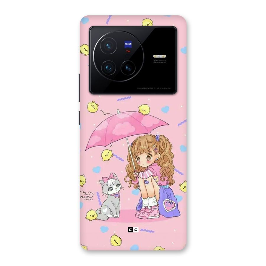 Girl With Cat Back Case for Vivo X80
