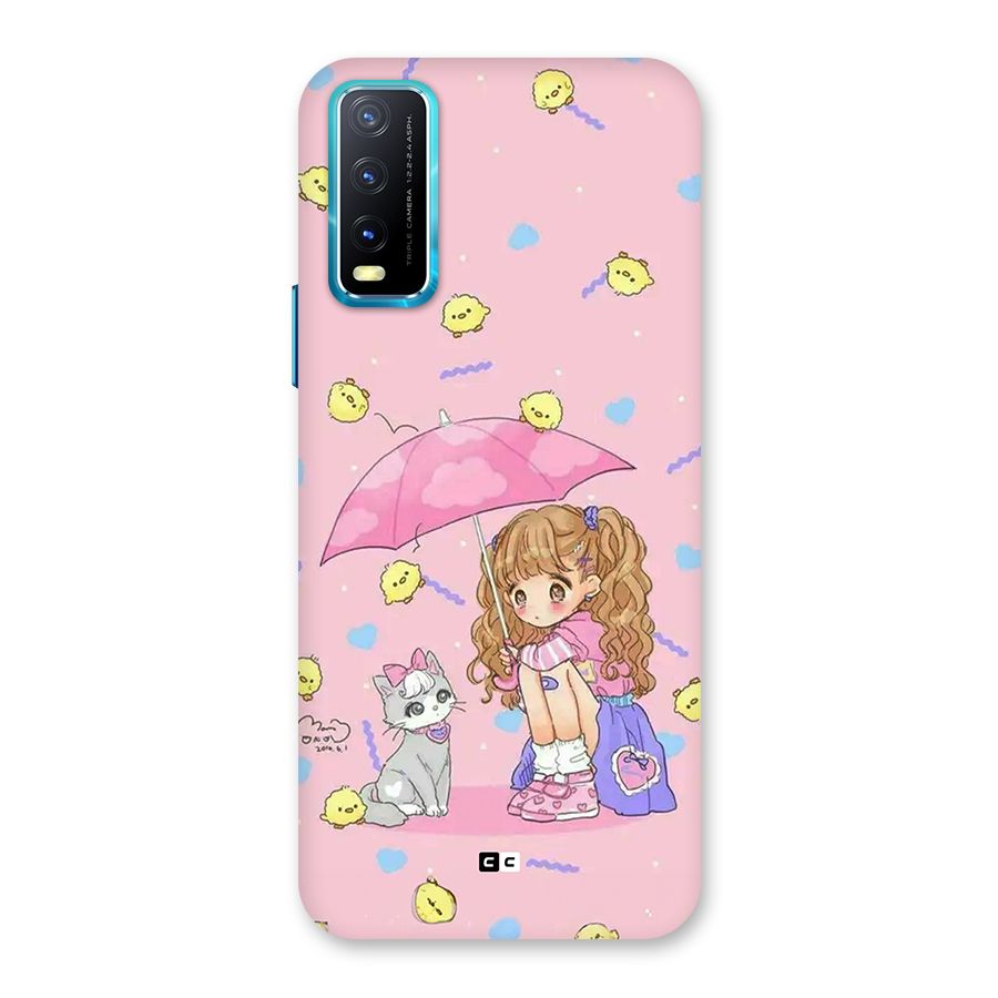 Girl With Cat Back Case for Vivo Y20A