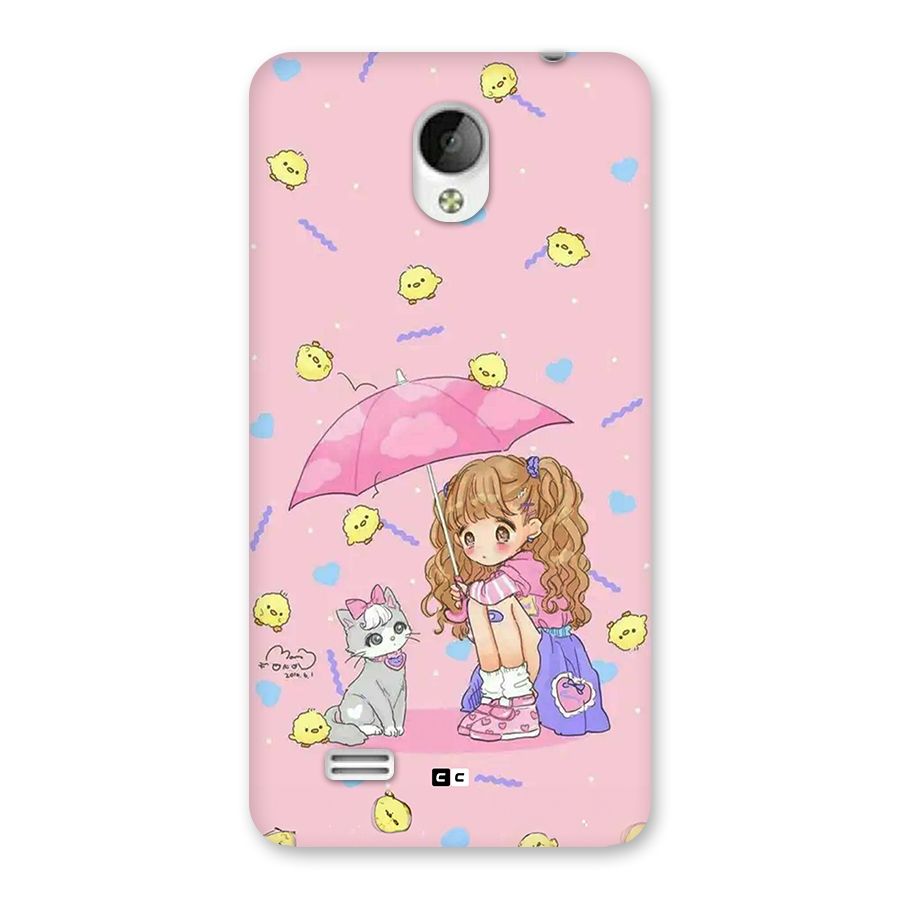Girl With Cat Back Case for Vivo Y21
