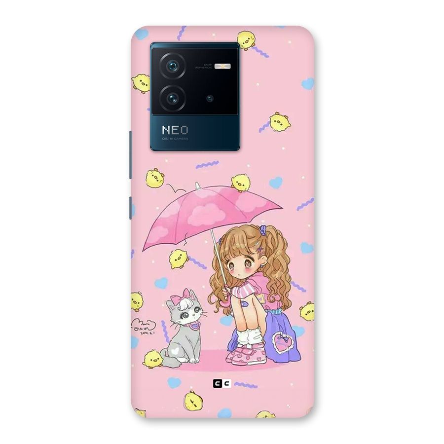 Girl With Cat Back Case for Vivo iQOO Neo 6 5G