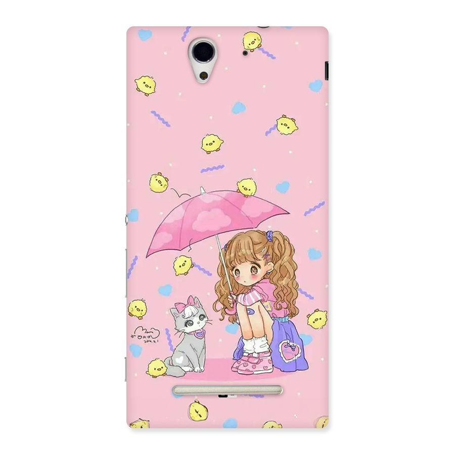 Girl With Cat Back Case for Xperia C3