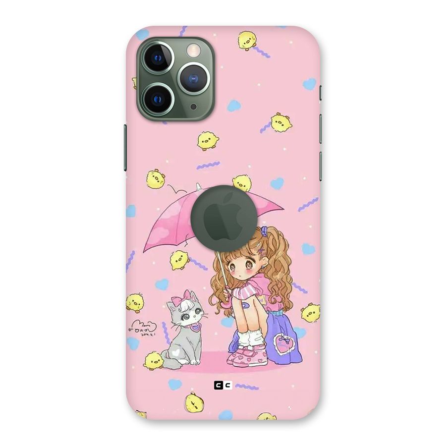 Girl With Cat Back Case for iPhone 11 Pro Logo Cut