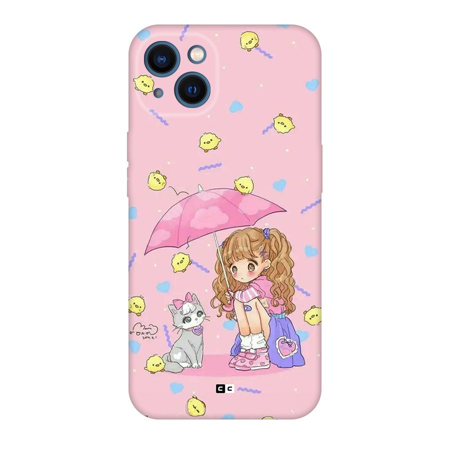 Girl With Cat Back Case for iPhone 13
