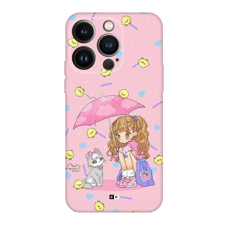Girl With Cat Back Case for iPhone 14 Pro