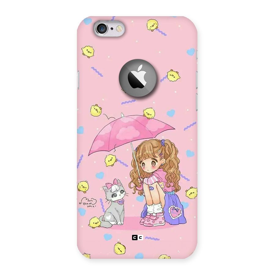 Girl With Cat Back Case for iPhone 6 Logo Cut