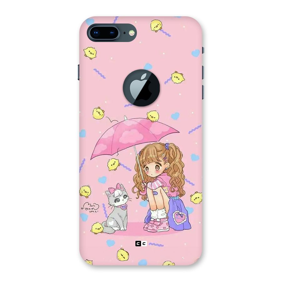 Girl With Cat Back Case for iPhone 7 Plus Logo Cut