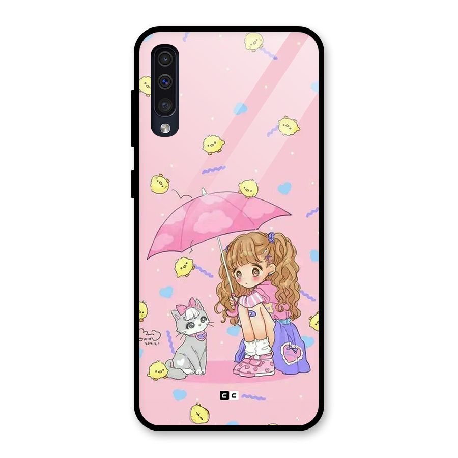 Girl With Cat Glass Back Case for Galaxy A30s