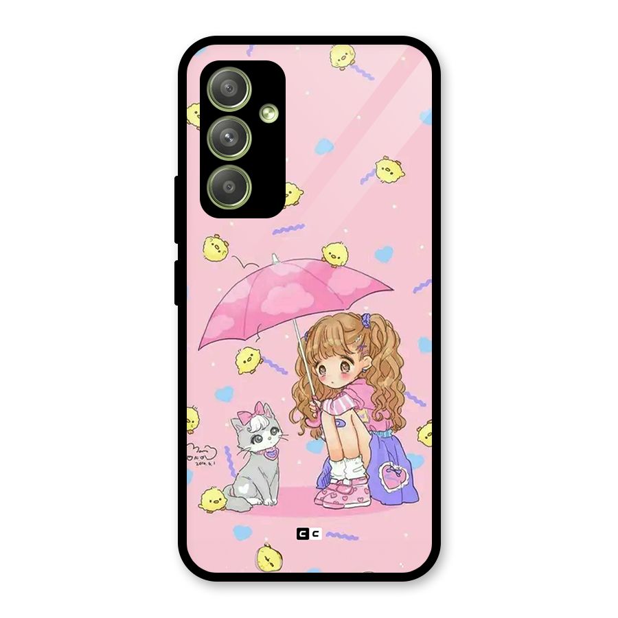Girl With Cat Glass Back Case for Galaxy A54