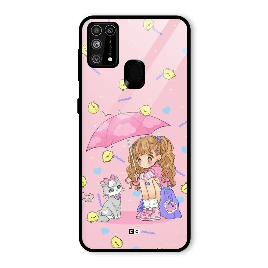 Girl With Cat Glass Back Case for Galaxy F41