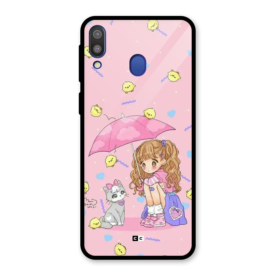 Girl With Cat Glass Back Case for Galaxy M20