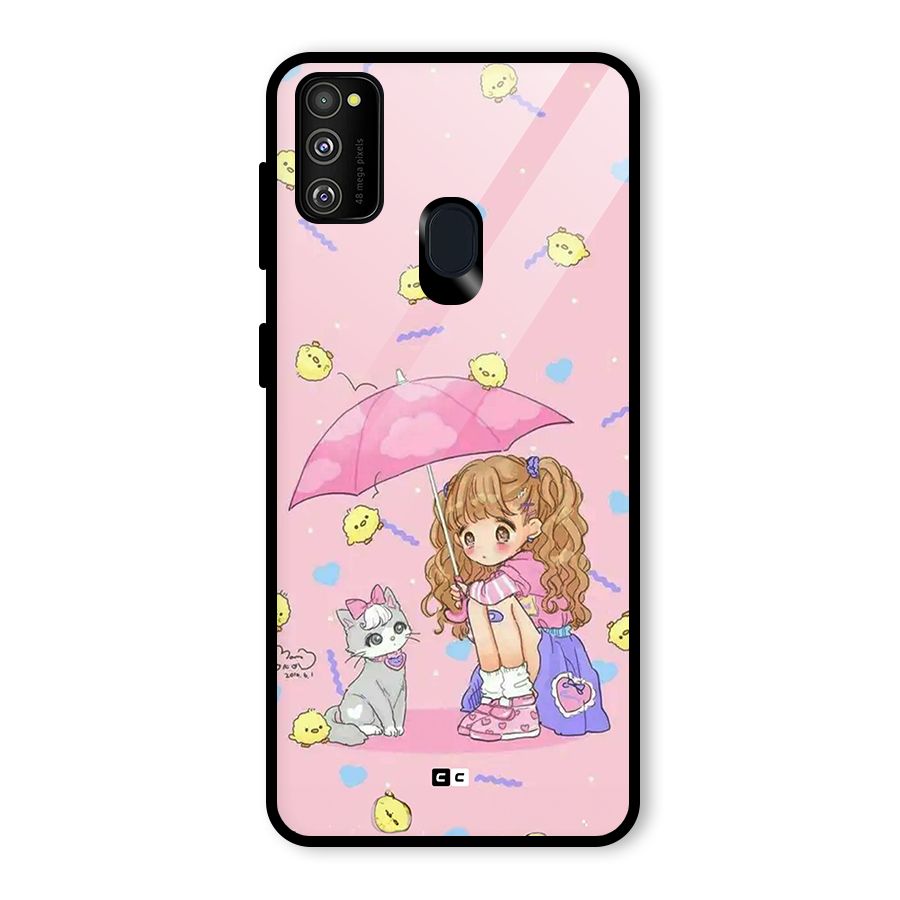 Girl With Cat Glass Back Case for Galaxy M30s