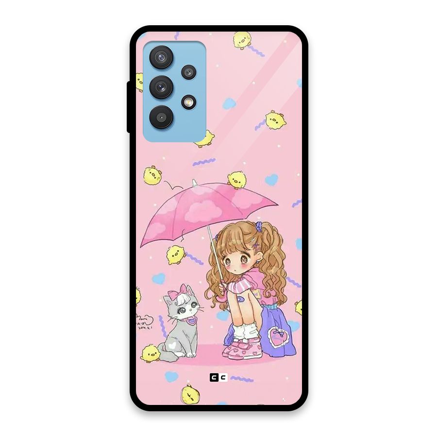Girl With Cat Glass Back Case for Galaxy M32 5G