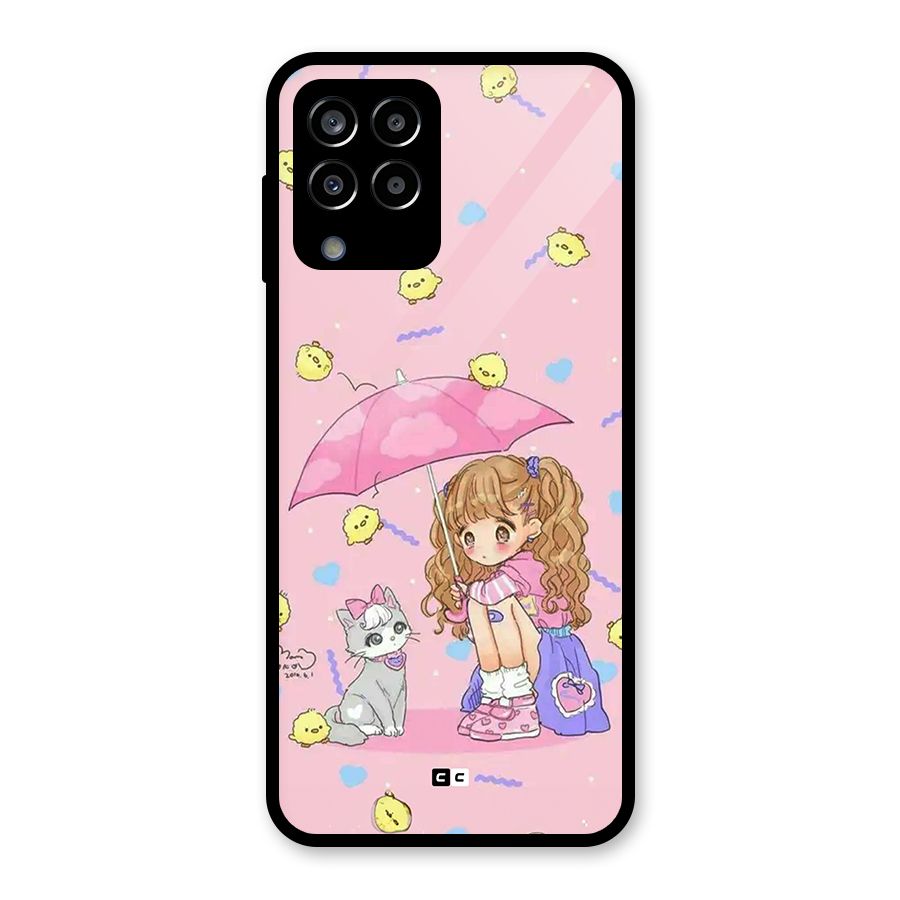 Girl With Cat Glass Back Case for Galaxy M33