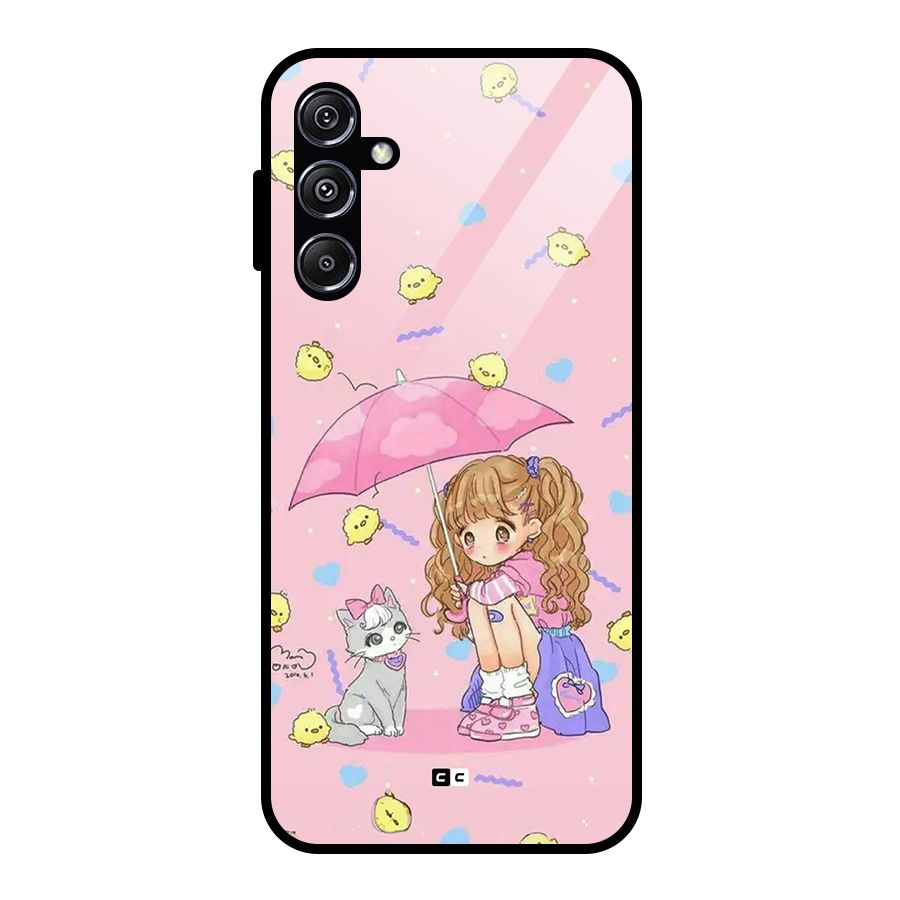 Girl With Cat Glass Back Case for Galaxy M34 5G