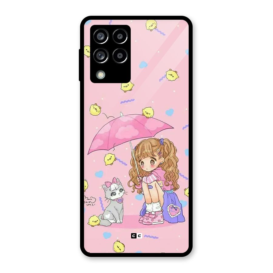 Girl With Cat Glass Back Case for Galaxy M53 5G