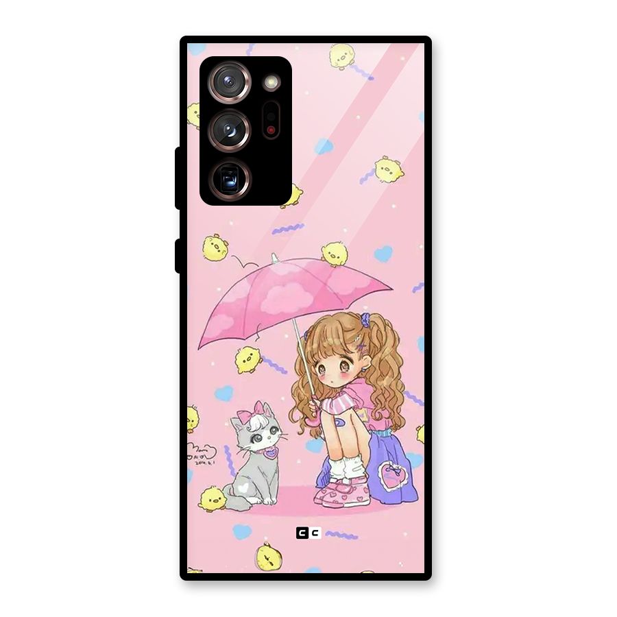 Girl With Cat Glass Back Case for Galaxy Note 20 Ultra