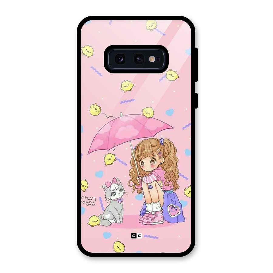 Girl With Cat Glass Back Case for Galaxy S10e