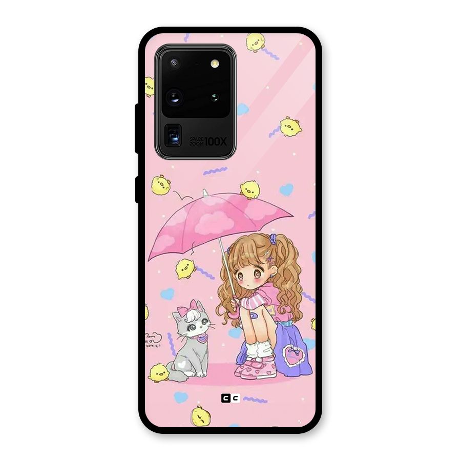 Girl With Cat Glass Back Case for Galaxy S20 Ultra