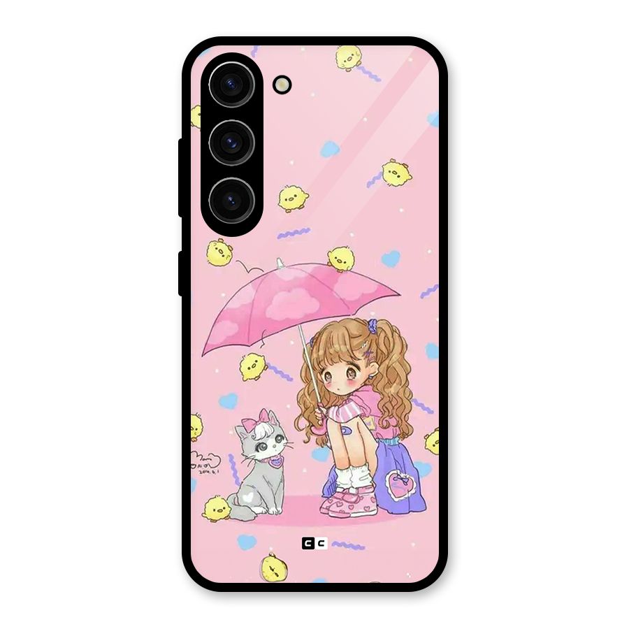 Girl With Cat Glass Back Case for Galaxy S23