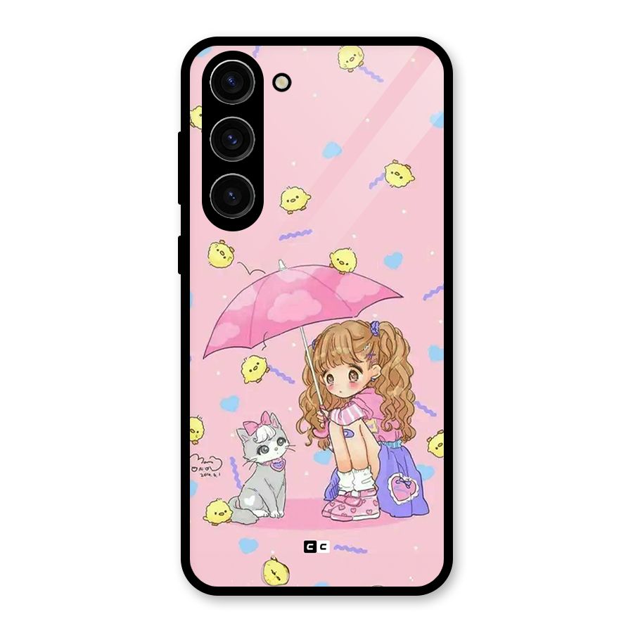 Girl With Cat Glass Back Case for Galaxy S23 Plus