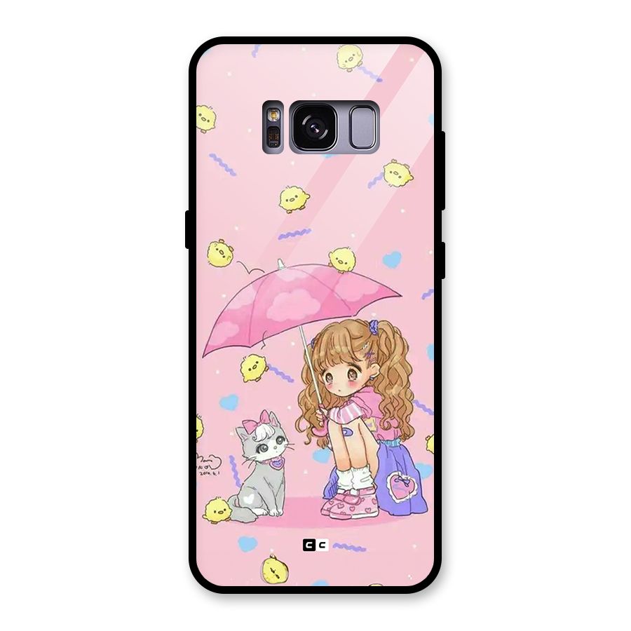 Girl With Cat Glass Back Case for Galaxy S8