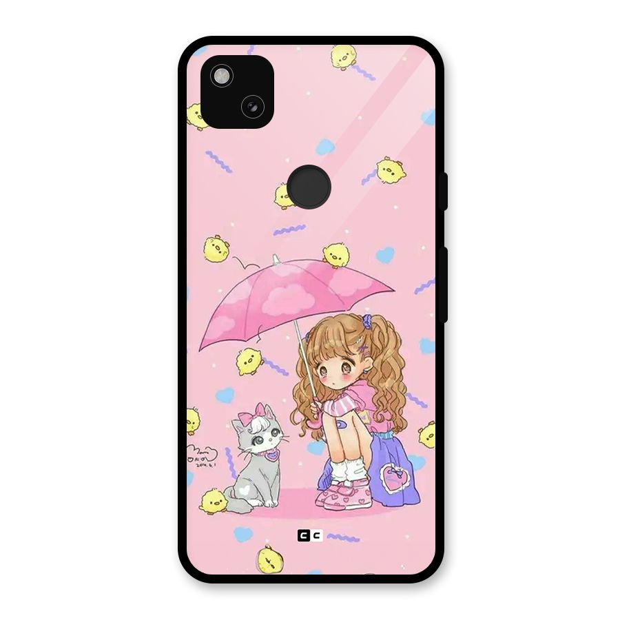 Girl With Cat Glass Back Case for Google Pixel 4a