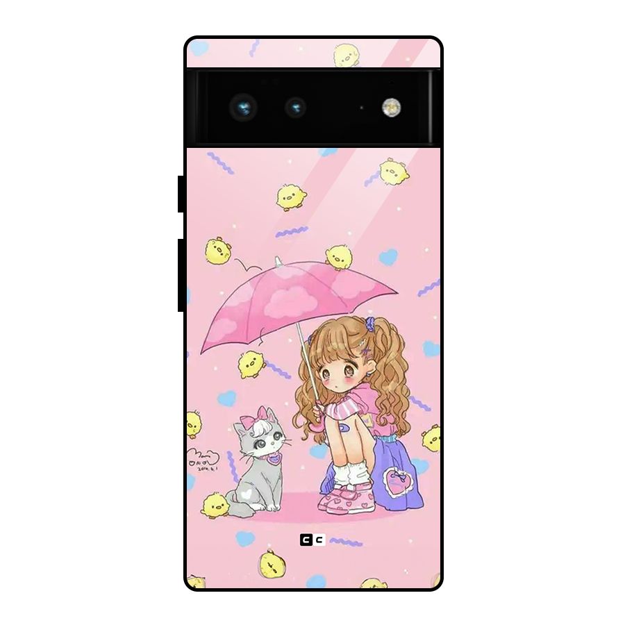 Girl With Cat Glass Back Case for Google Pixel 6