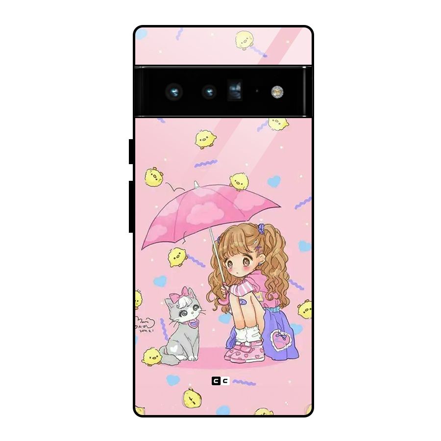 Girl With Cat Glass Back Case for Google Pixel 6 Pro