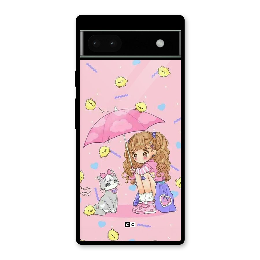 Girl With Cat Glass Back Case for Google Pixel 6a