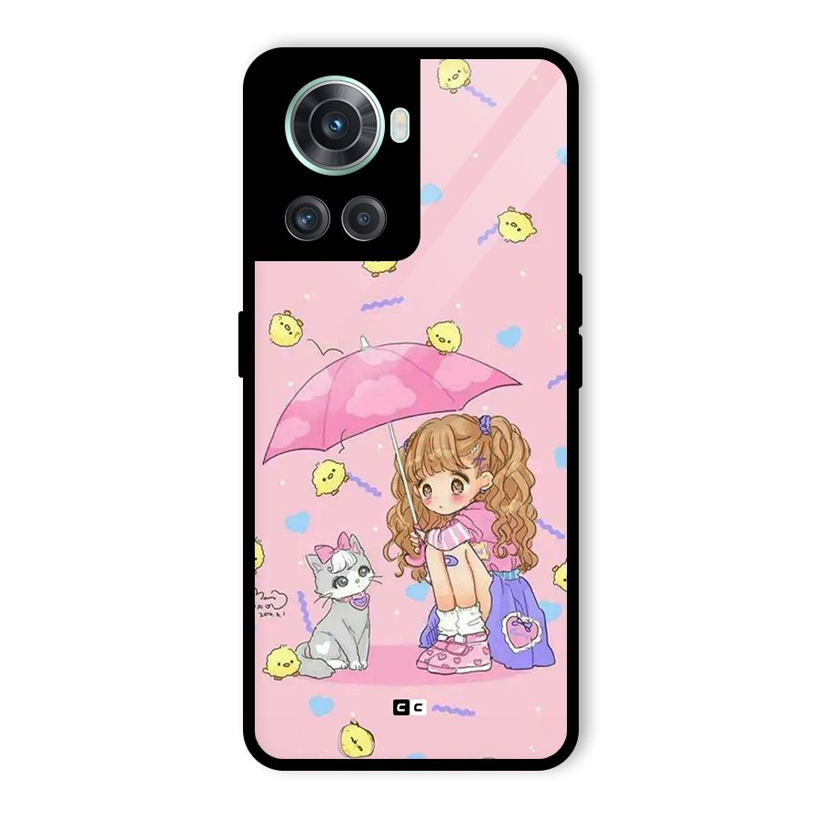 Girl With Cat Glass Back Case for OnePlus 10R