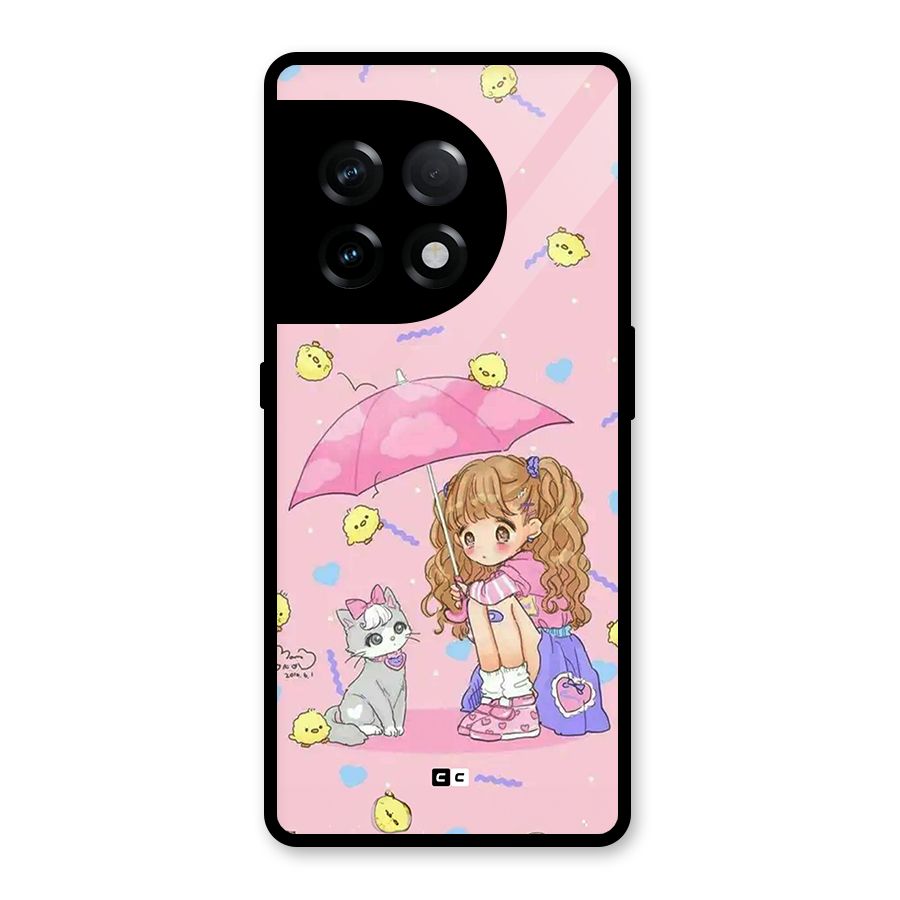 Girl With Cat Glass Back Case for OnePlus 11R