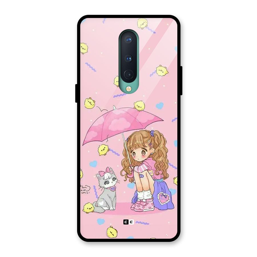 Girl With Cat Glass Back Case for OnePlus 8