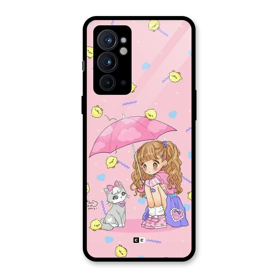 Girl With Cat Glass Back Case for OnePlus 9RT 5G