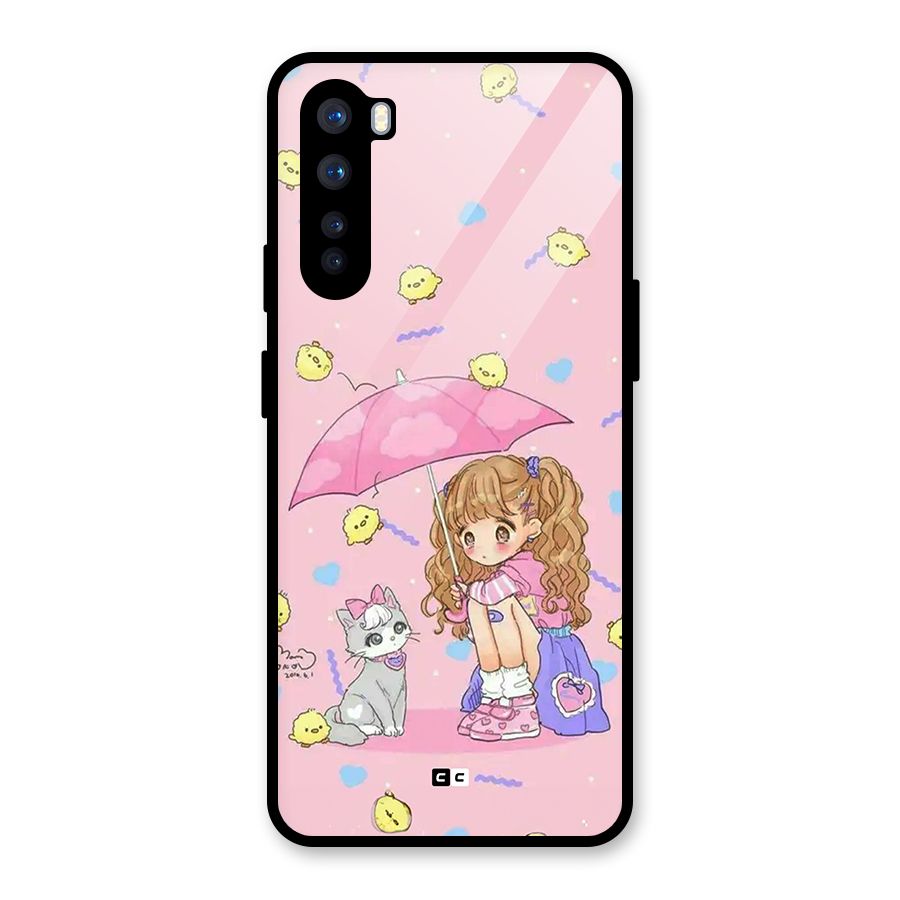 Girl With Cat Glass Back Case for OnePlus Nord