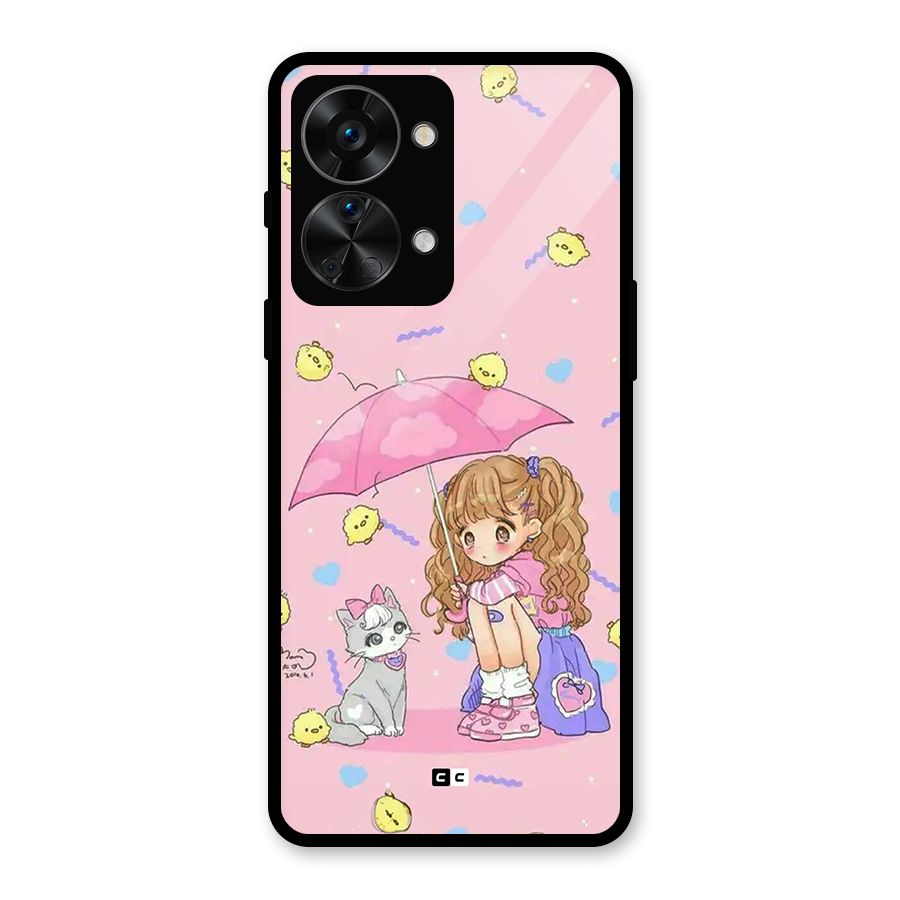 Girl With Cat Glass Back Case for OnePlus Nord 2T