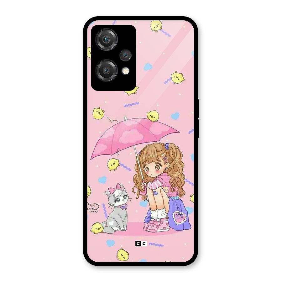 Girl With Cat Glass Back Case for OnePlus Nord CE 2 Lite 5G