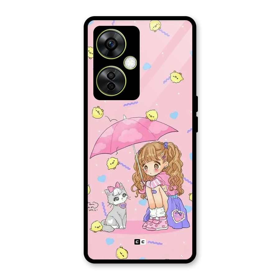 Girl With Cat Glass Back Case for OnePlus Nord CE 3 Lite