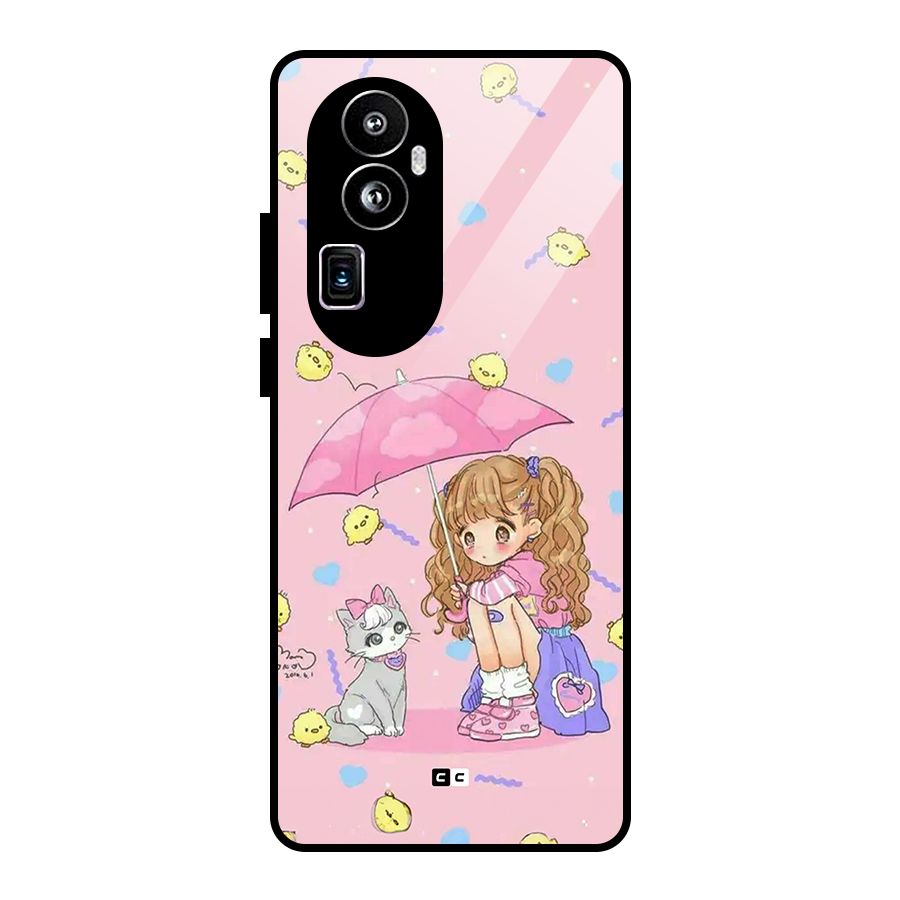 Girl With Cat Glass Back Case for Oppo Reno10 Pro Plus