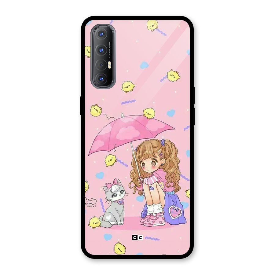Girl With Cat Glass Back Case for Oppo Reno3 Pro