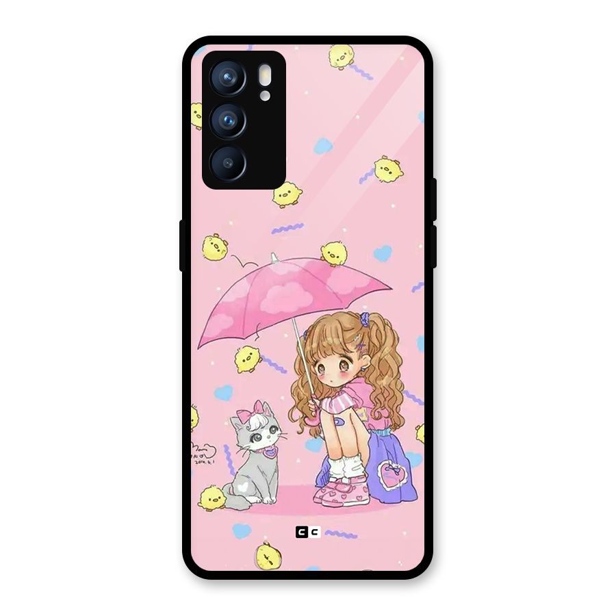 Girl With Cat Glass Back Case for Oppo Reno6 5G