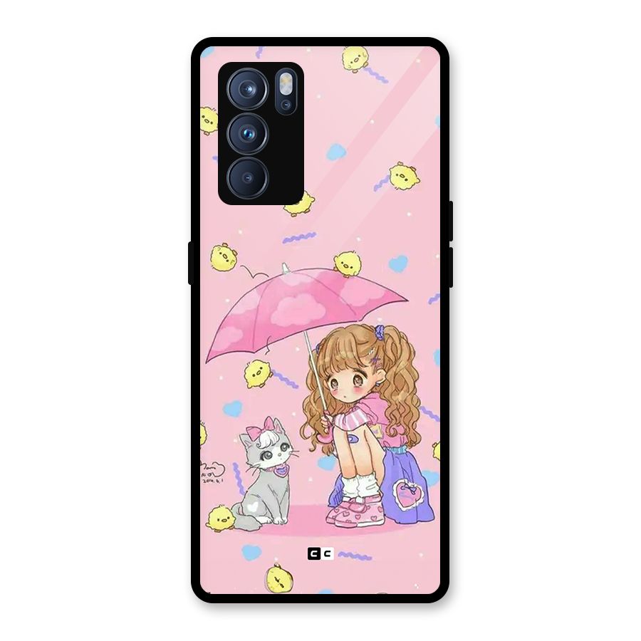 Girl With Cat Glass Back Case for Oppo Reno6 Pro 5G