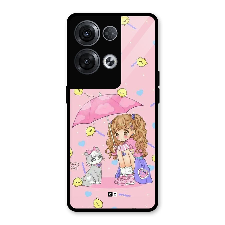 Girl With Cat Glass Back Case for Oppo Reno8 Pro 5G