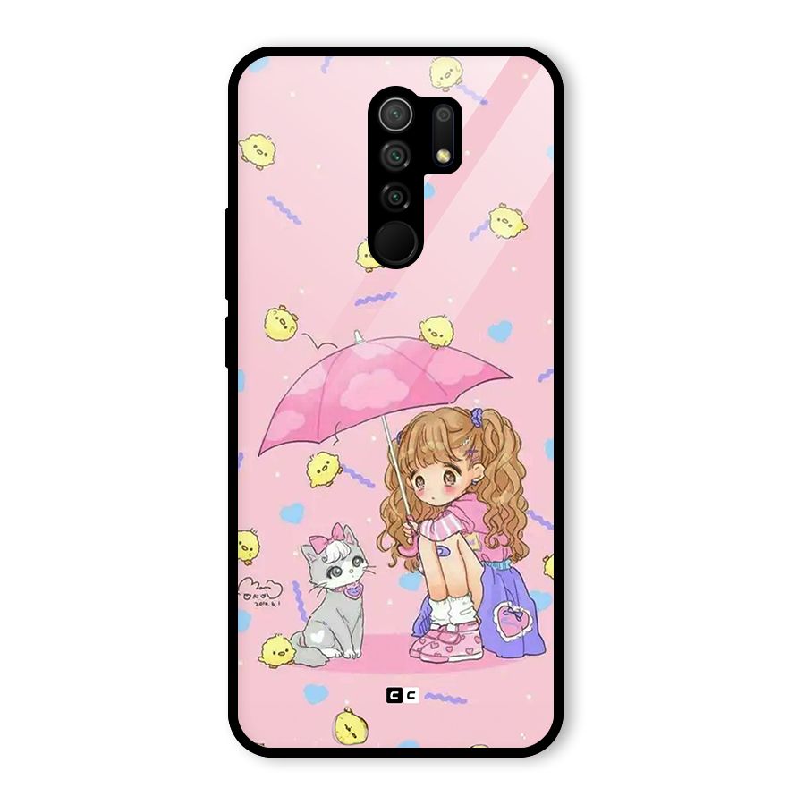 Girl With Cat Glass Back Case for Poco M2
